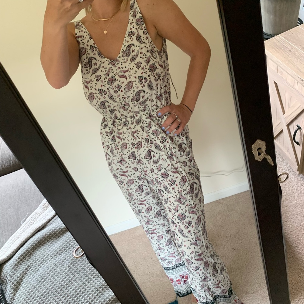White Patterned Jumpsuit